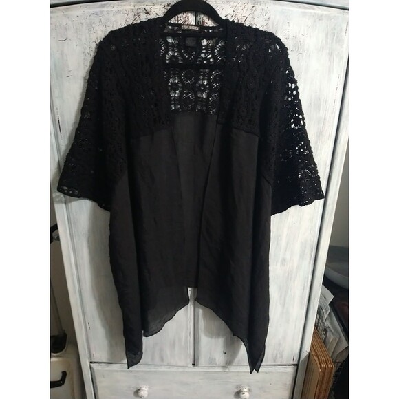 Steve Madden Crotchet Open Cardigan Black Boho Feminine Cottage Core Osfm - Picture 2 of 9